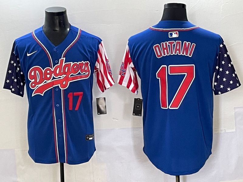 Men 2025 Los Angeles Dodgers #17 Ohtani Blue a generation of national flags Joint Name Nike MLB Jersey style 6->los angeles dodgers->MLB Jersey